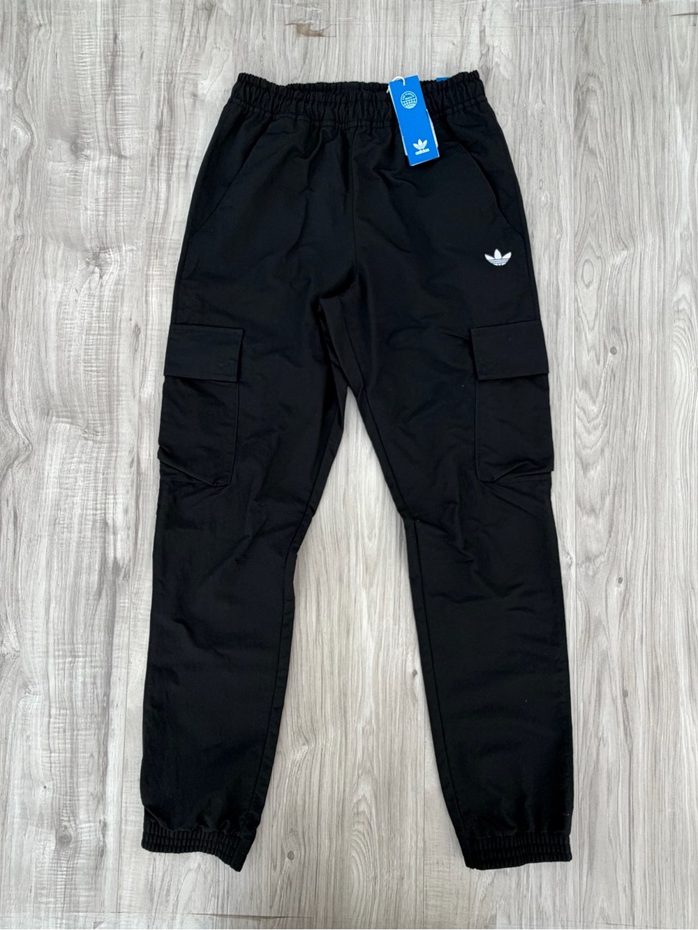 adidas Black Men's Cargo Joggers with Elastic Cuffs